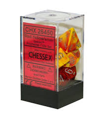 7 Red-Yellow/white Gemini Polyhedral Dice Set - CHX26450